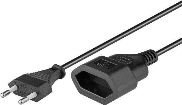 Hapena Netzkabel-Verlängerung 2m 41422 EKV 20S schwarz,Euro-Stecker/Kupplung Unterhaltungselektr.