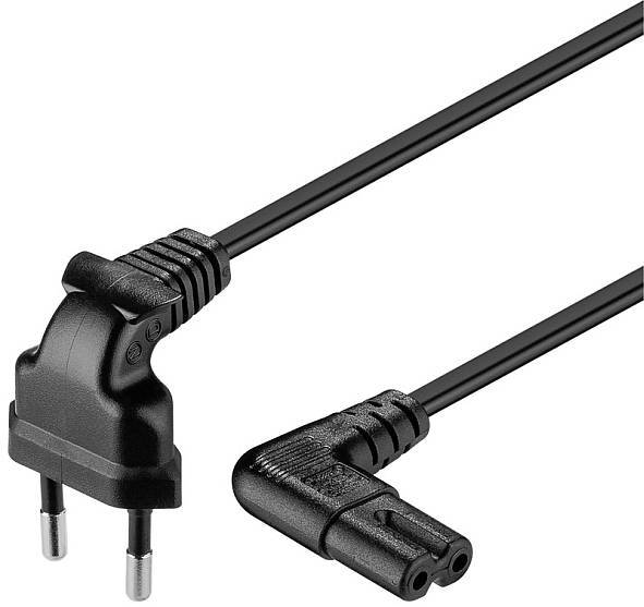 Hapena Netzkabel Eurostecker 4414220302 3m,beide Enden gewinkelt,schwarz Unterhaltungselektr. Video