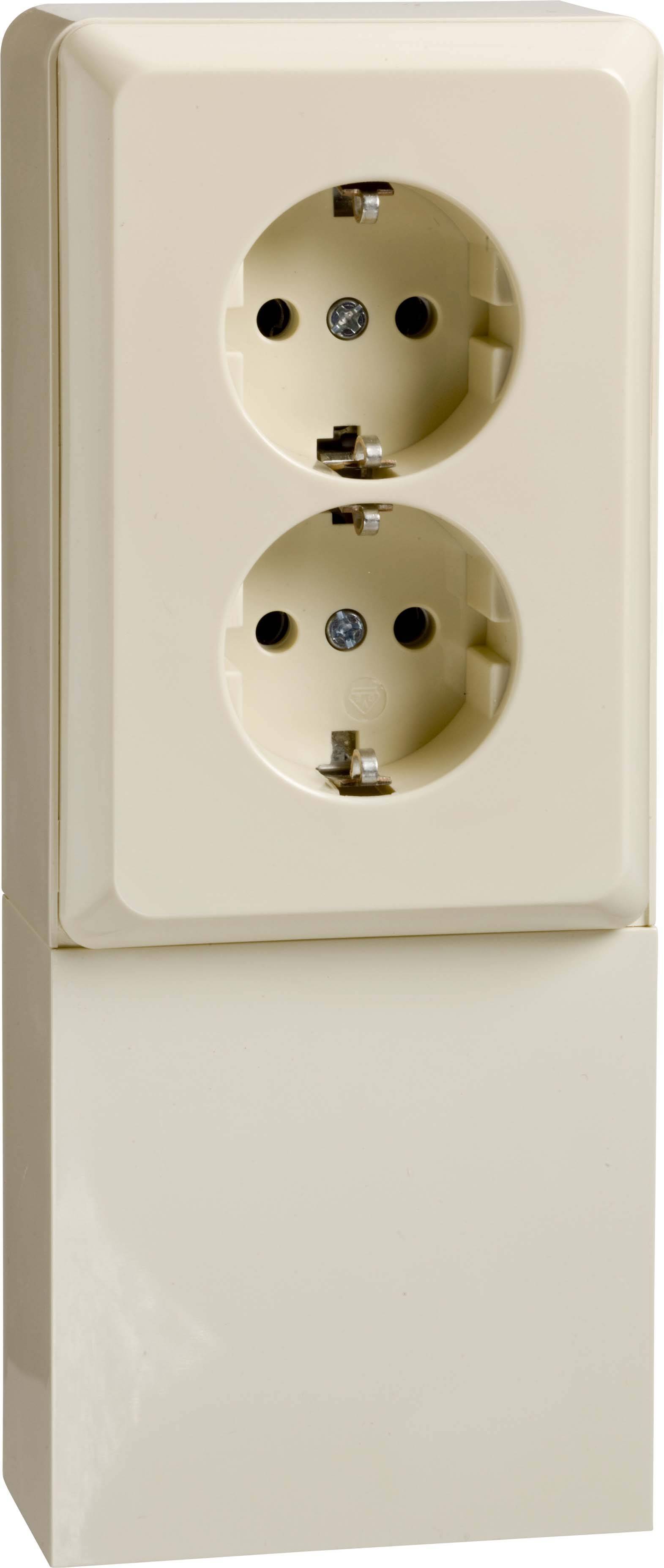 ELSO Renovierung AP Schuko 515500 2fach mit Rahmen perlweiss Install.Baumaterial Schalter