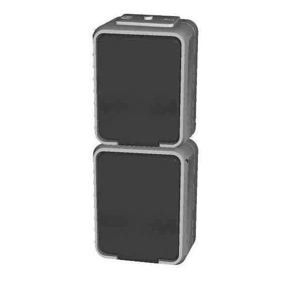 ELSO APWG Aqua-Top Schuko 445419 2fach senkrecht licht-/basaltgrau Install.Baumaterial Schalter