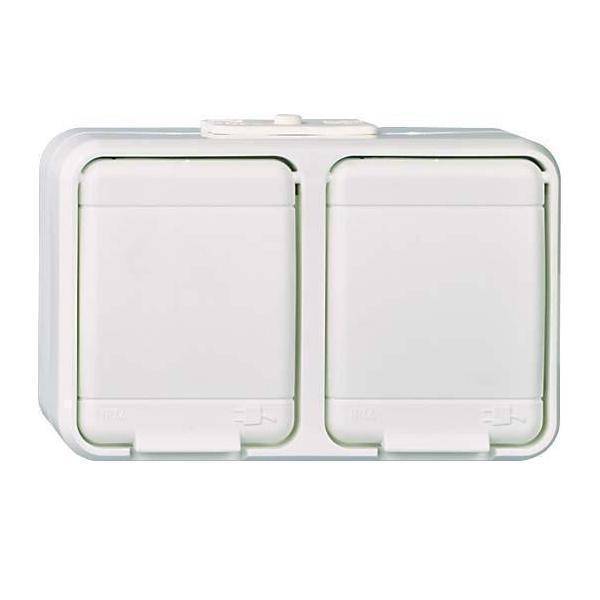 ELSO APWG Aqua-Top Schuko 445409 2fach waagerecht licht-/basaltgrau Install.Baumaterial Schalter