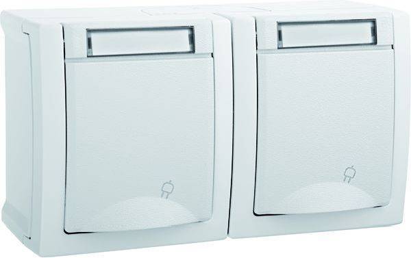Panasonic Pacific Schuko ws 90591188-DE Steckdose 2-fach waagrecht FR-AP IP54 Install.Baumaterial