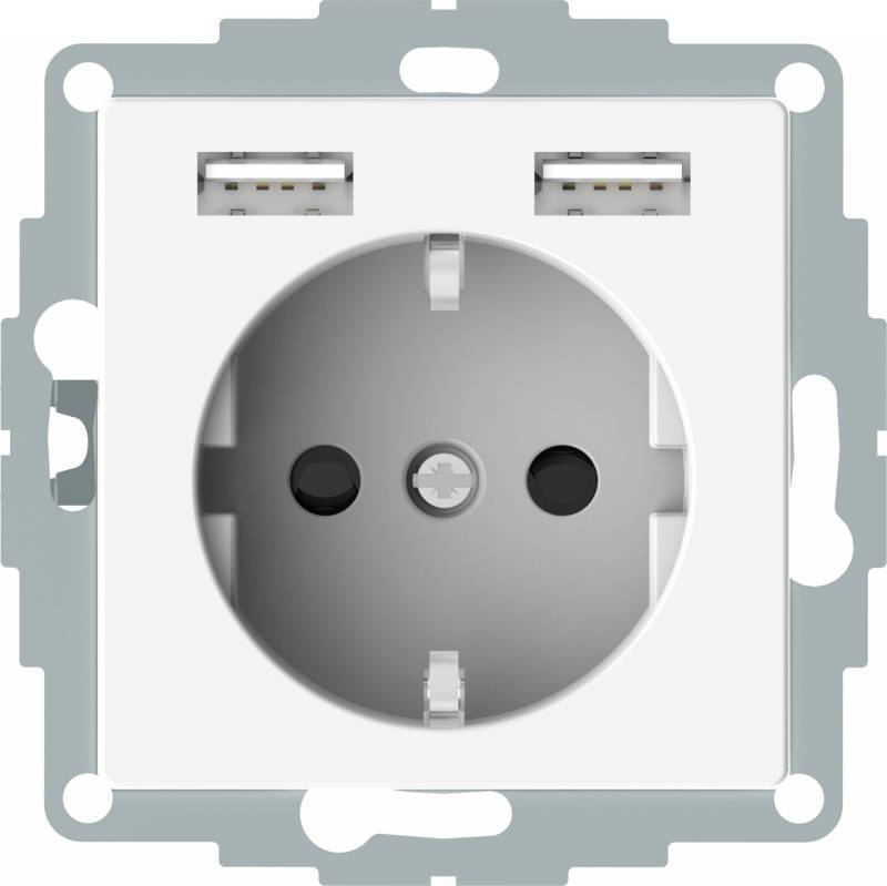 Elso Steckdose m.USB 16A/250V ELG365344 Joy reinweiß Install.Baumaterial Schaltermat/Geb.Steu