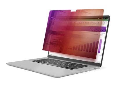 Ein Laptop zeigt einen Bildschirm mit Grafiken und Diagrammen, der teilweise von einem rötlich getönten Overlay verdeckt wird, was eine Datenanalyse oder einen Datenschutzfokus signalisiert.