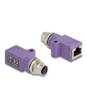 Delock M12 Adapter D-kodiert 4 Pin Buchse zu RJ45 Cat.5e mit Befestigungsloch gerade