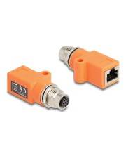 Delock M12 Adapter A-kodiert 8 Pin Buchse zu RJ45 Cat.5e mit Befestigungsloch gerade