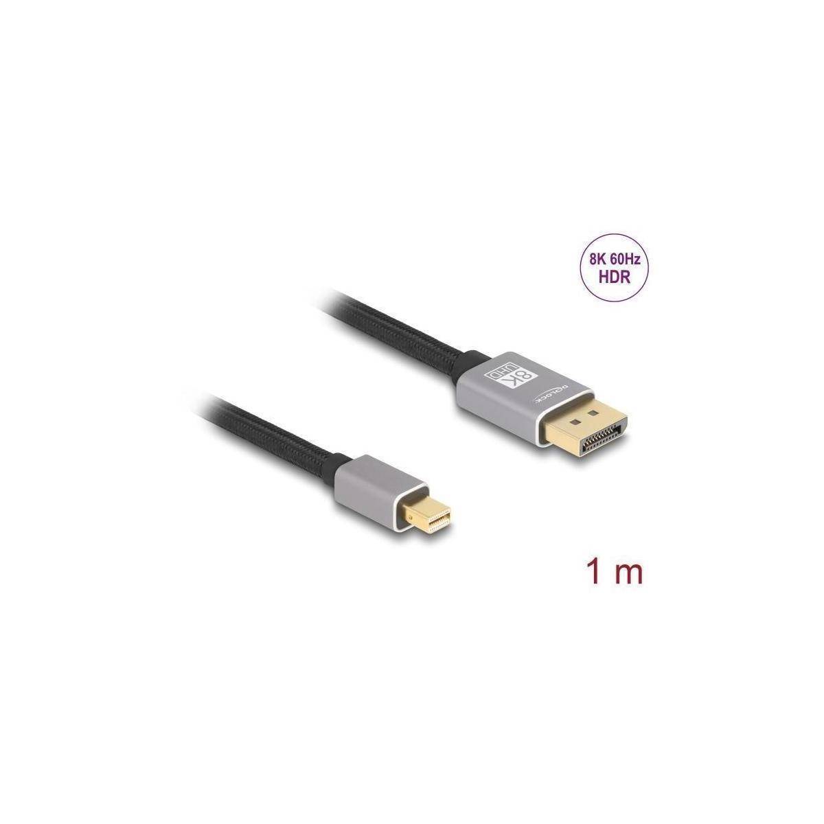 81091 - Mini DisplayPort zu DisplayPort Kabel 8K 60 Hz 1 m grau Metall