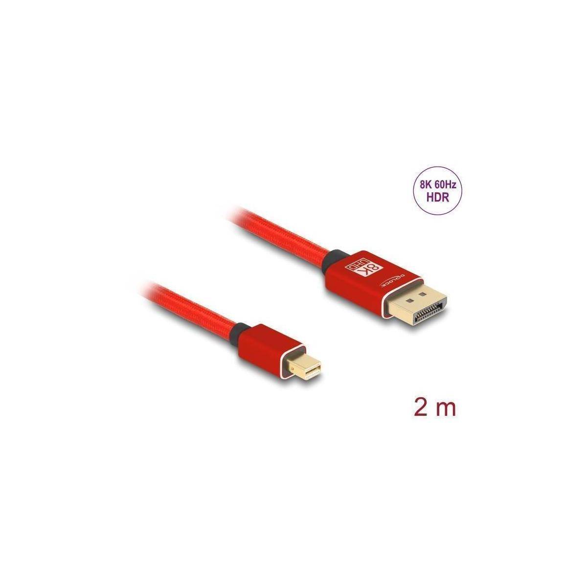 81095 - Mini DisplayPort zu DisplayPort Kabel 8K 60 Hz 2 m rot Metall