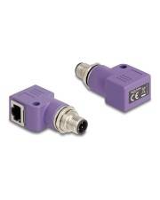 Delock M12 Adapter D-kodiert 4 Pin Stecker zu RJ45 Buchse Cat.5e mit Befestigungsloch 90°