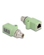 Delock M12 Adapter X-kodiert 8 Pin Stecker zu RJ45 Buchse Cat.5e mit Befestigungsloch