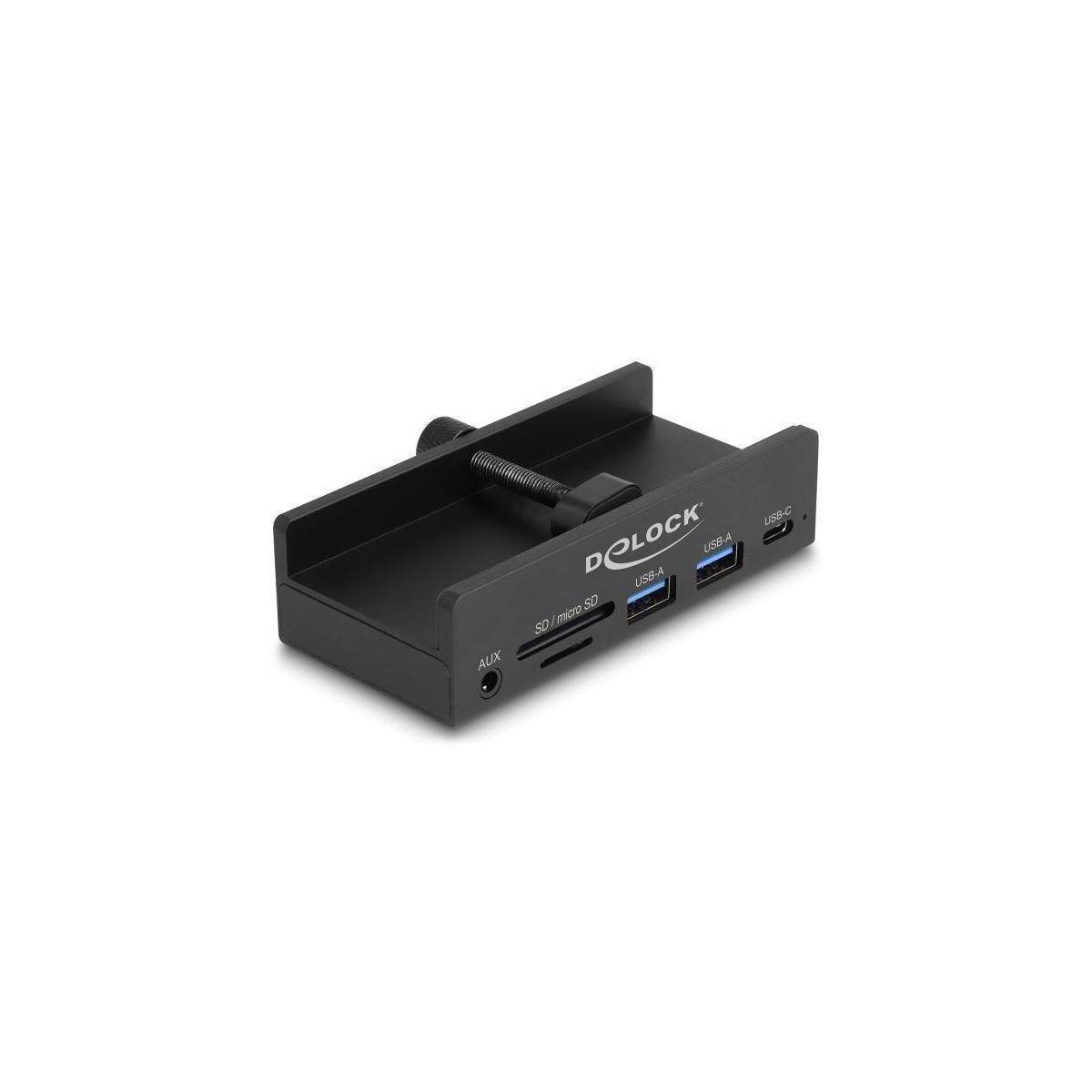64285 - Externer USB 5 Gbps 3 Port Hub 2 x USB Typ-A, 1 x USB Type-C und 2 Slot C