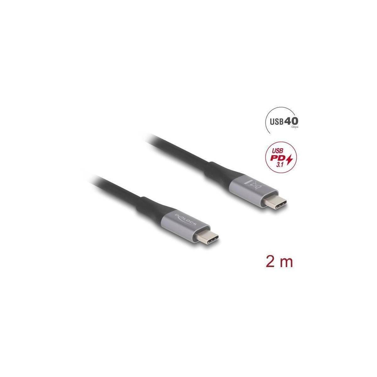 Delock USB 40 Gbps Kabel USB Type-C™ Stecker zu Stecker PD 3.1 240 W E-Marker 2