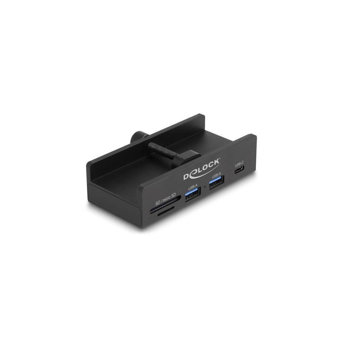 64263 - Externer USB 5 Gbps Hub mit 2 x USB Typ-A, 1 x USB Type-C und SD Micro S