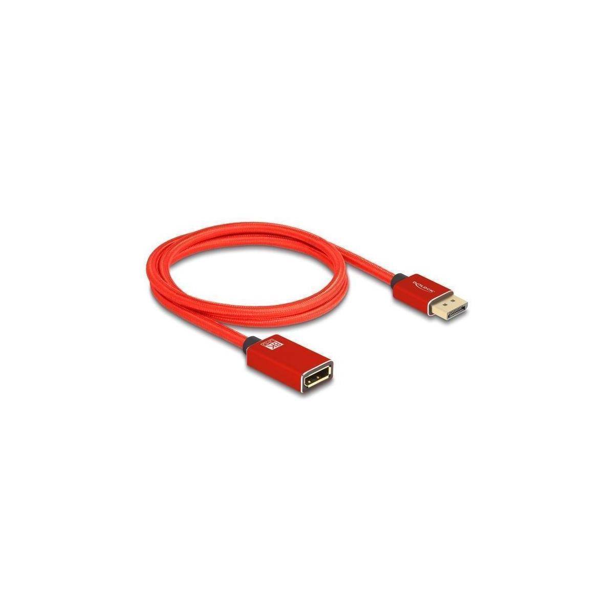 81081 - DisplayPort Verlängerungskabel 8K 60 Hz 1 m rot Metall ohne Einrastfunkti
