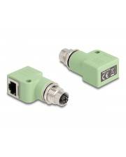 Delock M12 Adapter X-kodiert 8 Pin Buchse zu RJ45 Cat.5e mit Befestigungsloch 90°