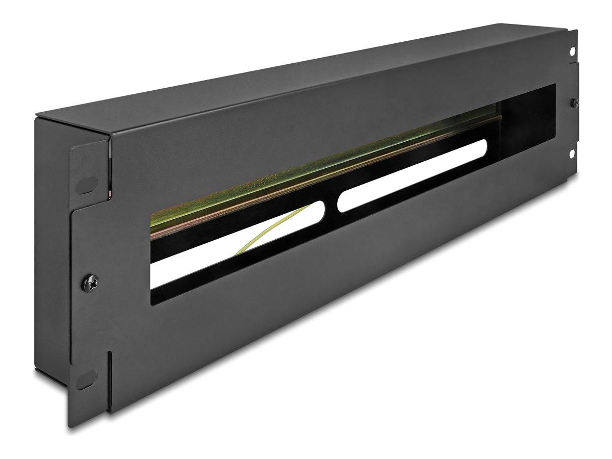 Delock - Rack-Schiene mit Schutzschalter - DIN schienenmontierbar - Schwarz - 3U - 48.3 cm (19"")