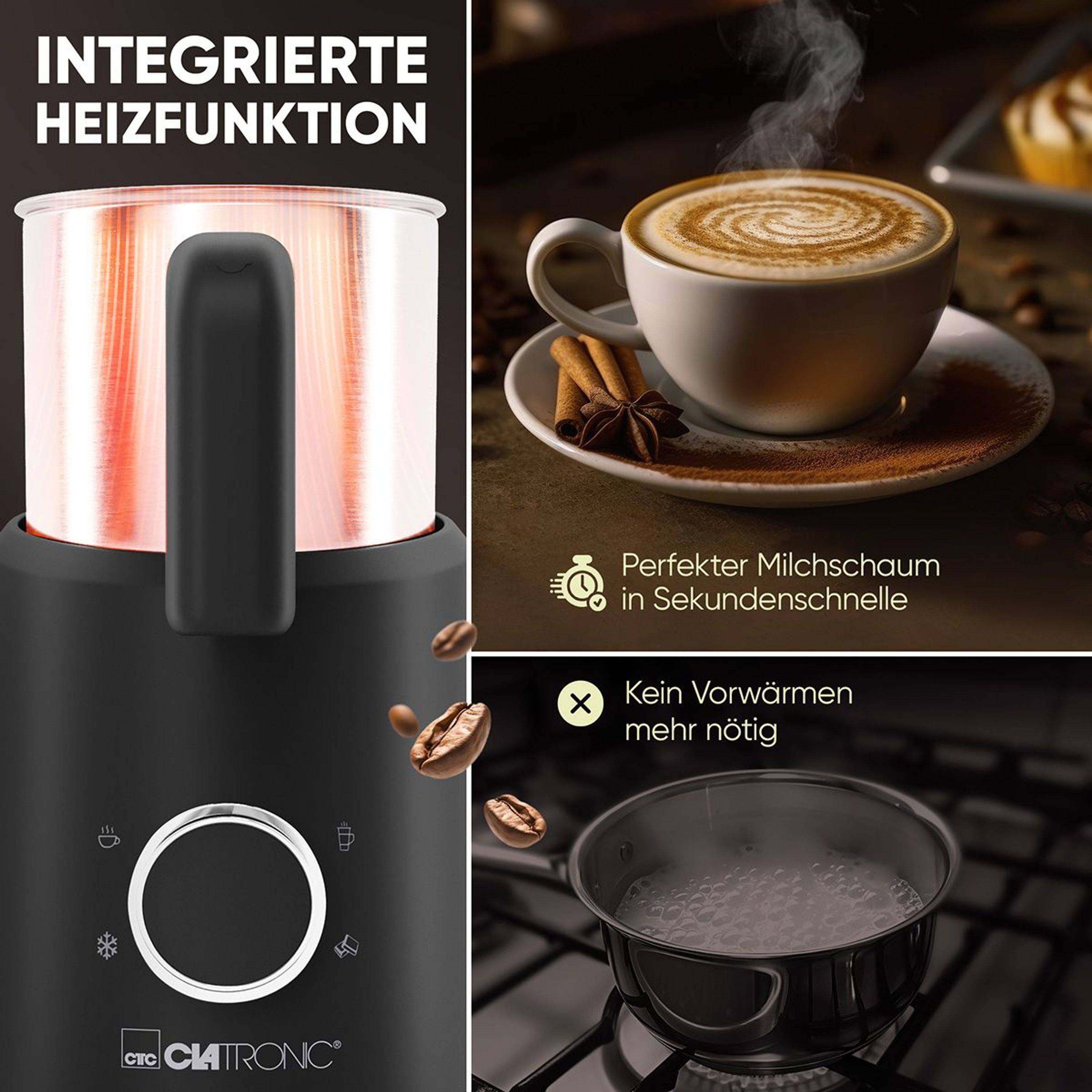 Clatronic MS 3812 schwarz Milchaufschäumer, Heizfunktion, 740ml