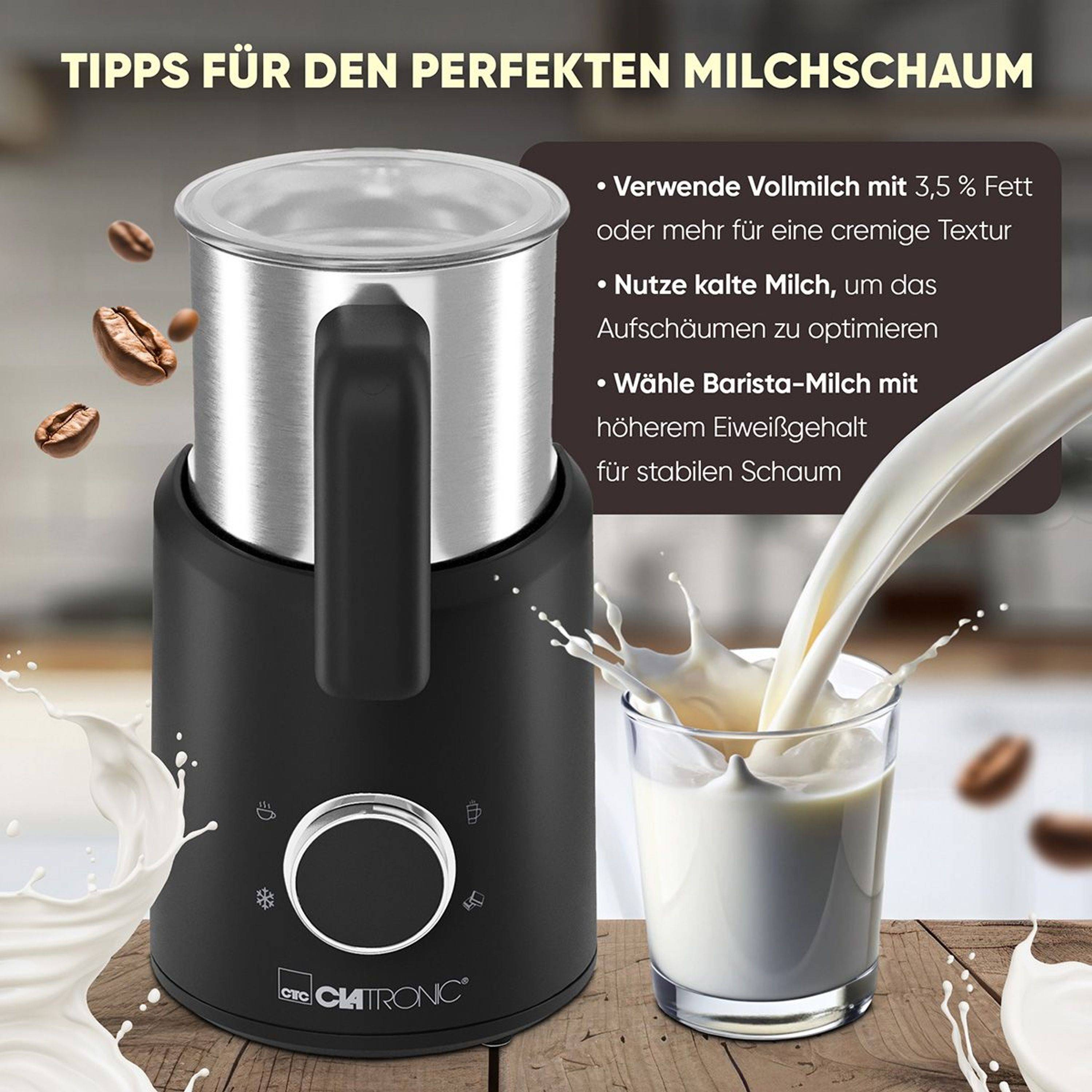 Clatronic MS 3812 schwarz Milchaufschäumer, Heizfunktion, 740ml