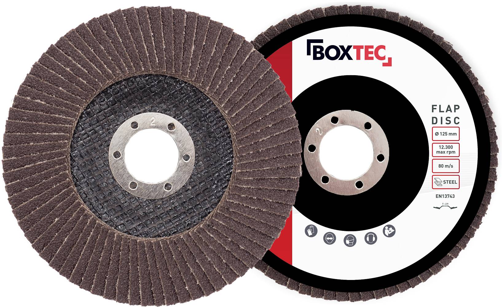 BOXTEC Fächerscheiben BRAUN 125mm Lamellenscheiben für Metall & Holz-Mixpack - 20er Pack
