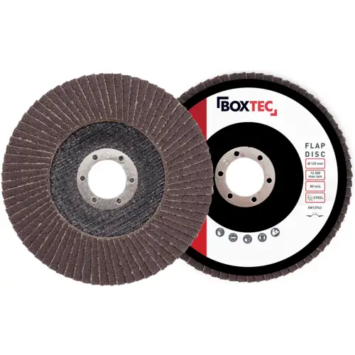 BOXTEC Fächerscheiben BRAUN 125mm Lamellenscheiben für Metall & Holz-P60 - 10er Pack BOXTEC Fächerscheiben BRAUN 125mm Lamellenscheiben für Metall & Holz-P60 - 10er Pack