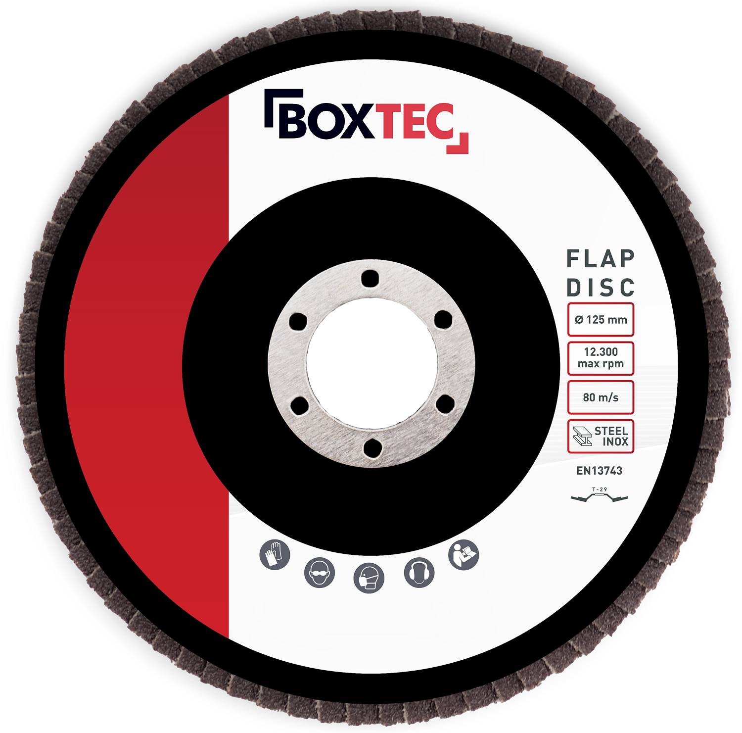 BOXTEC Fächerscheiben BRAUN 125mm Lamellenscheiben für Metall & Holz-P60 - 20er Pack