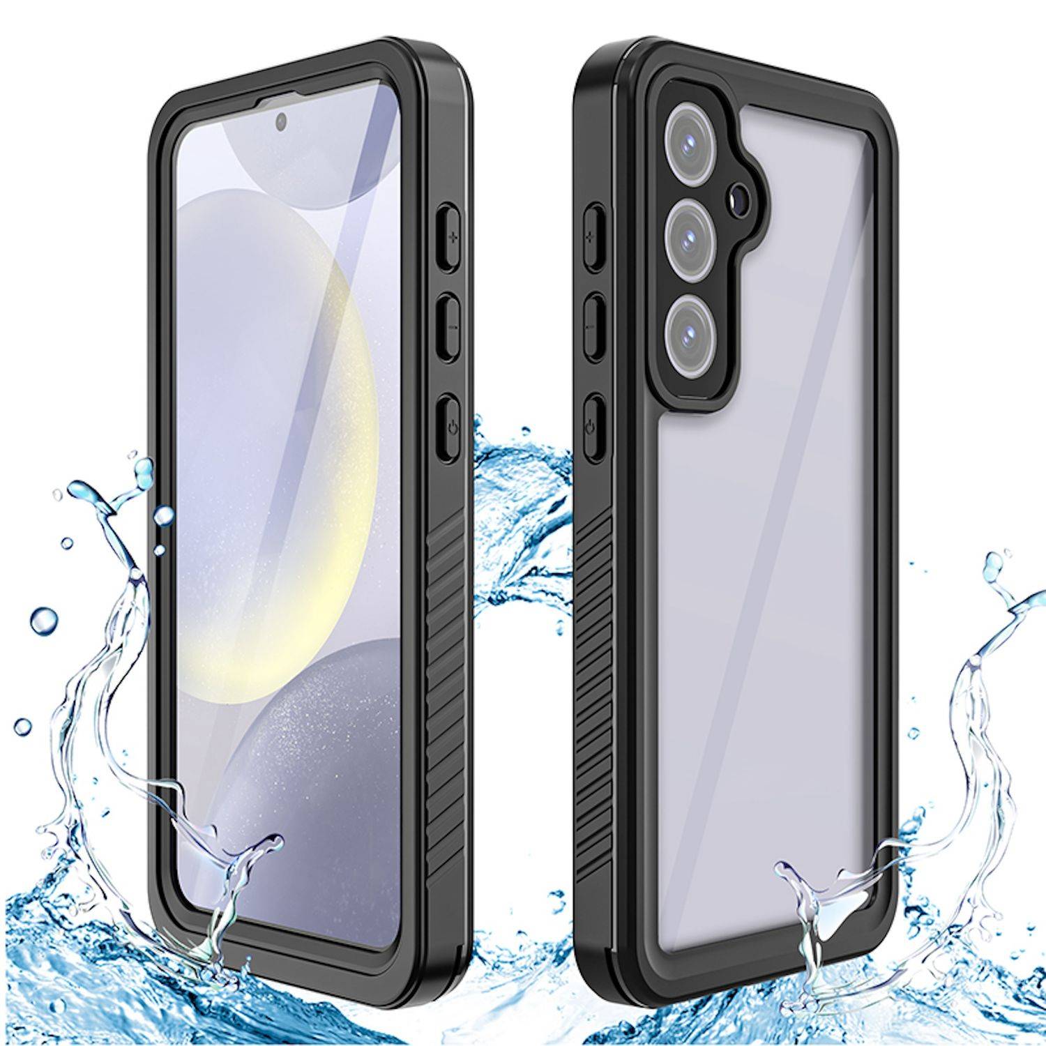 Für Samsung Galaxy S24 FE 360 Grad Full Body Wasserdichte Schutz Handy Tasche Schwarz