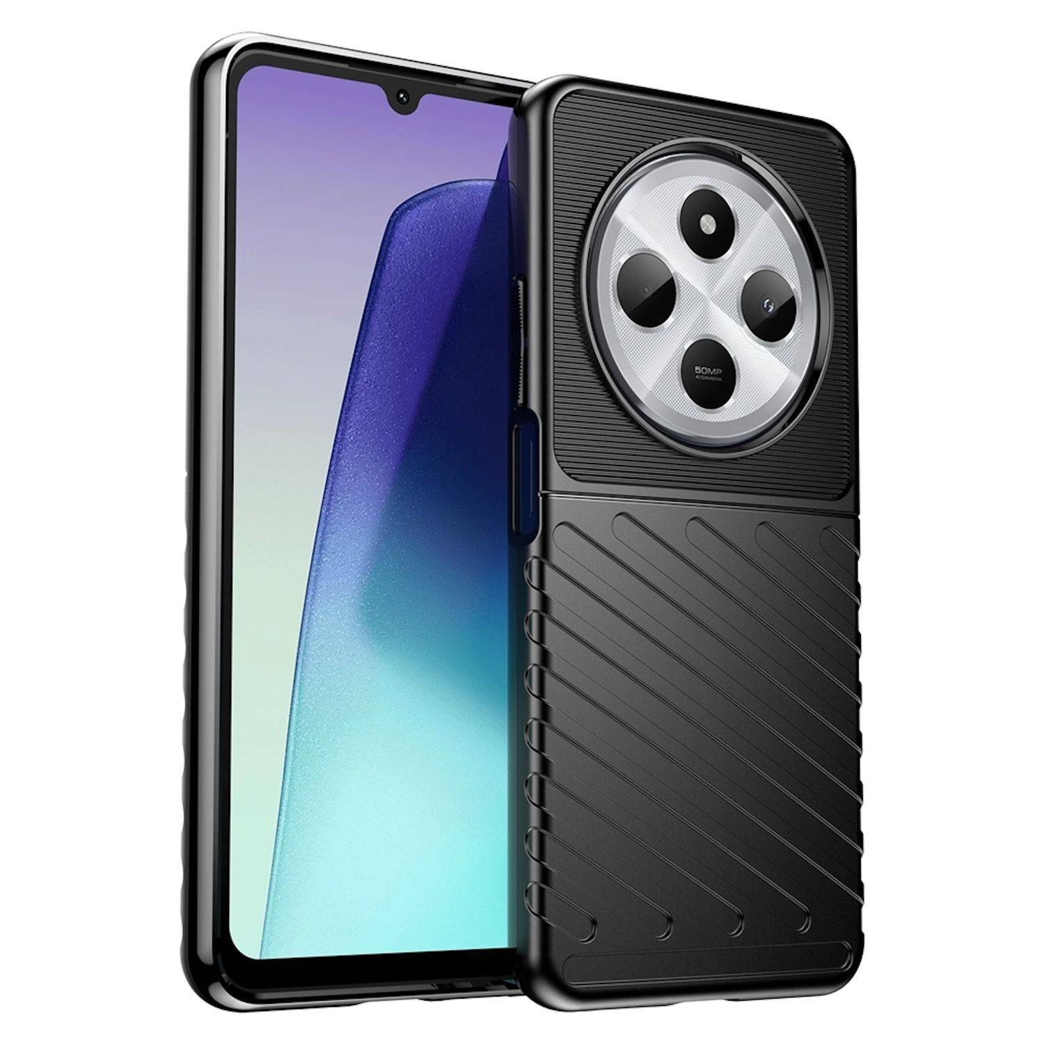 Für Xiaomi Redmi 14C Schockfeste Thunderbolt TPU Handy Hülle Cover Schwarz