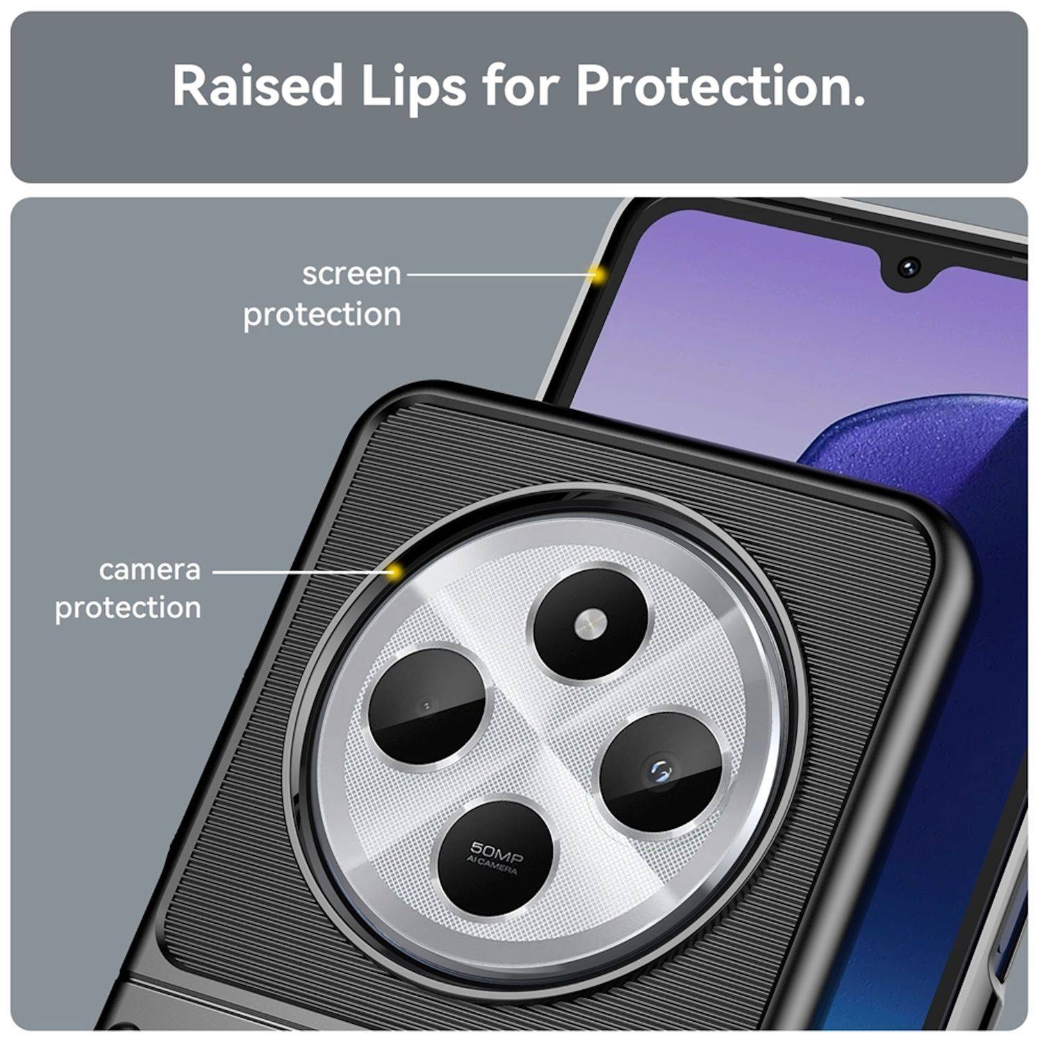 Für Xiaomi Redmi 14C Schockfeste Thunderbolt TPU Handy Hülle Cover Schwarz