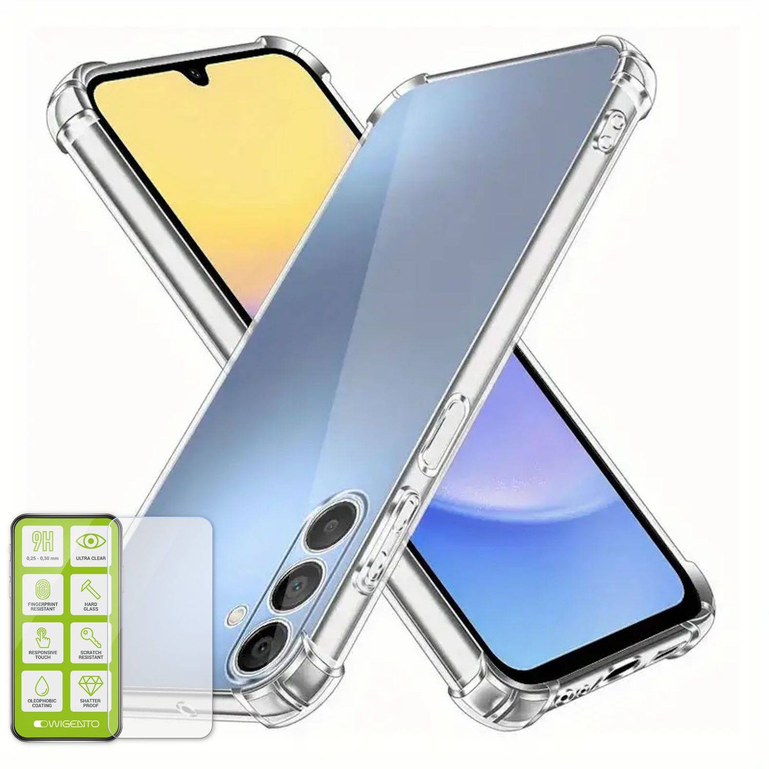 Für Samsung Galaxy A16 Schock TPU Handy Schutz Hülle Transparent + 0,26 H9 Glas