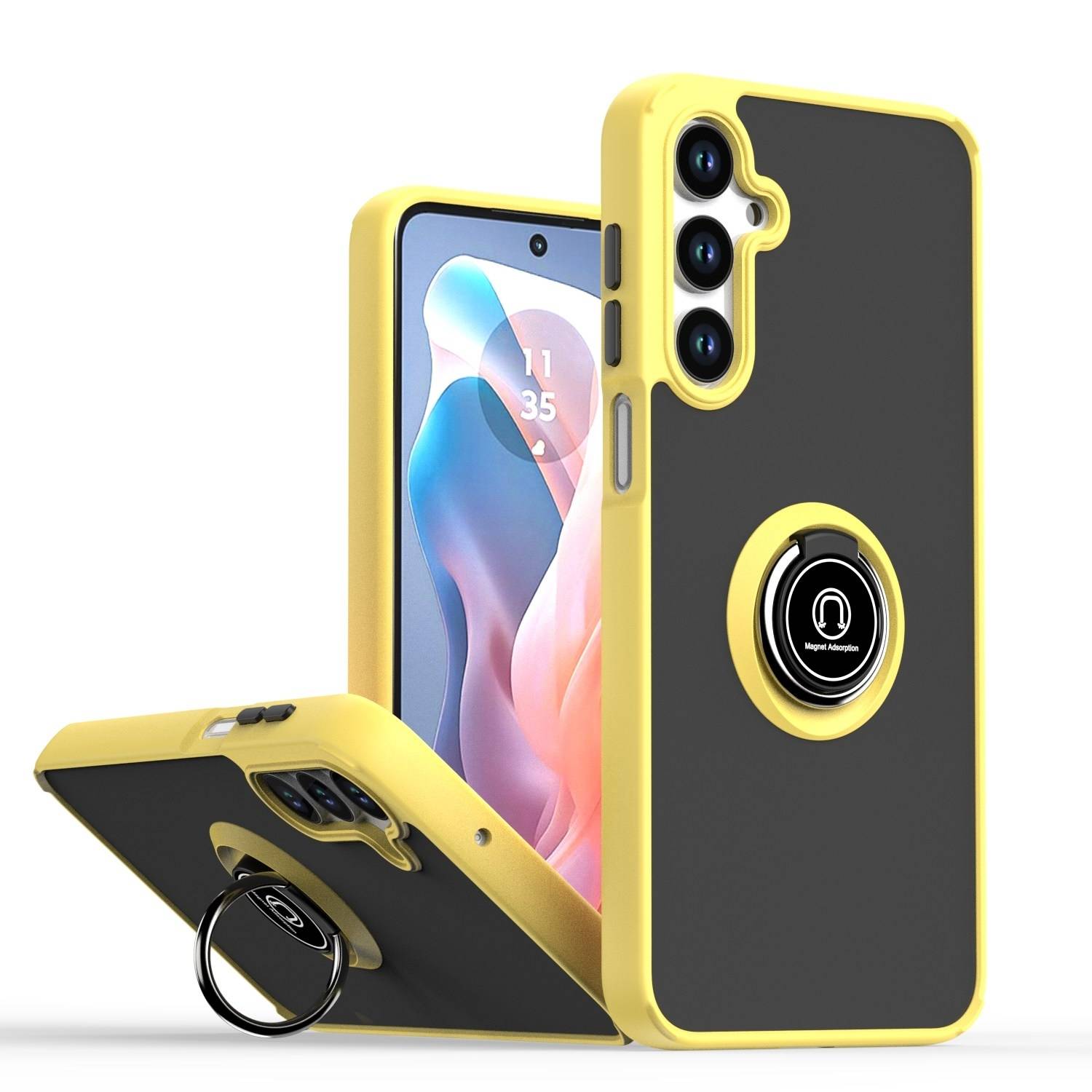 Für Samsung Galaxy A16 5G Shadow Design TPU + PC Schutz Hülle Tasche Case Schutzhülle Gelb