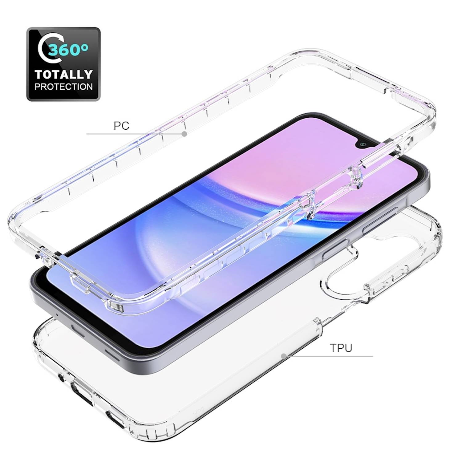 Für Samsung Galaxy A16 Clear TPU Hybrid PC Stoßfeste Hülle Cover Transparent