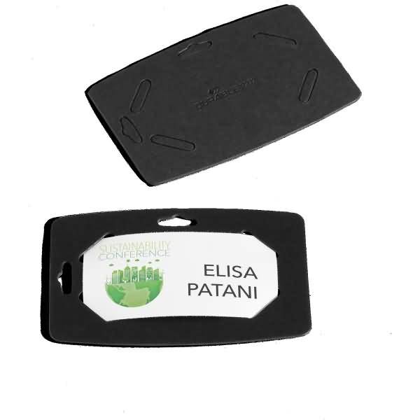 Namensschild 40x75 mm Recyclingkarton schwarz Set für 36 Schilder