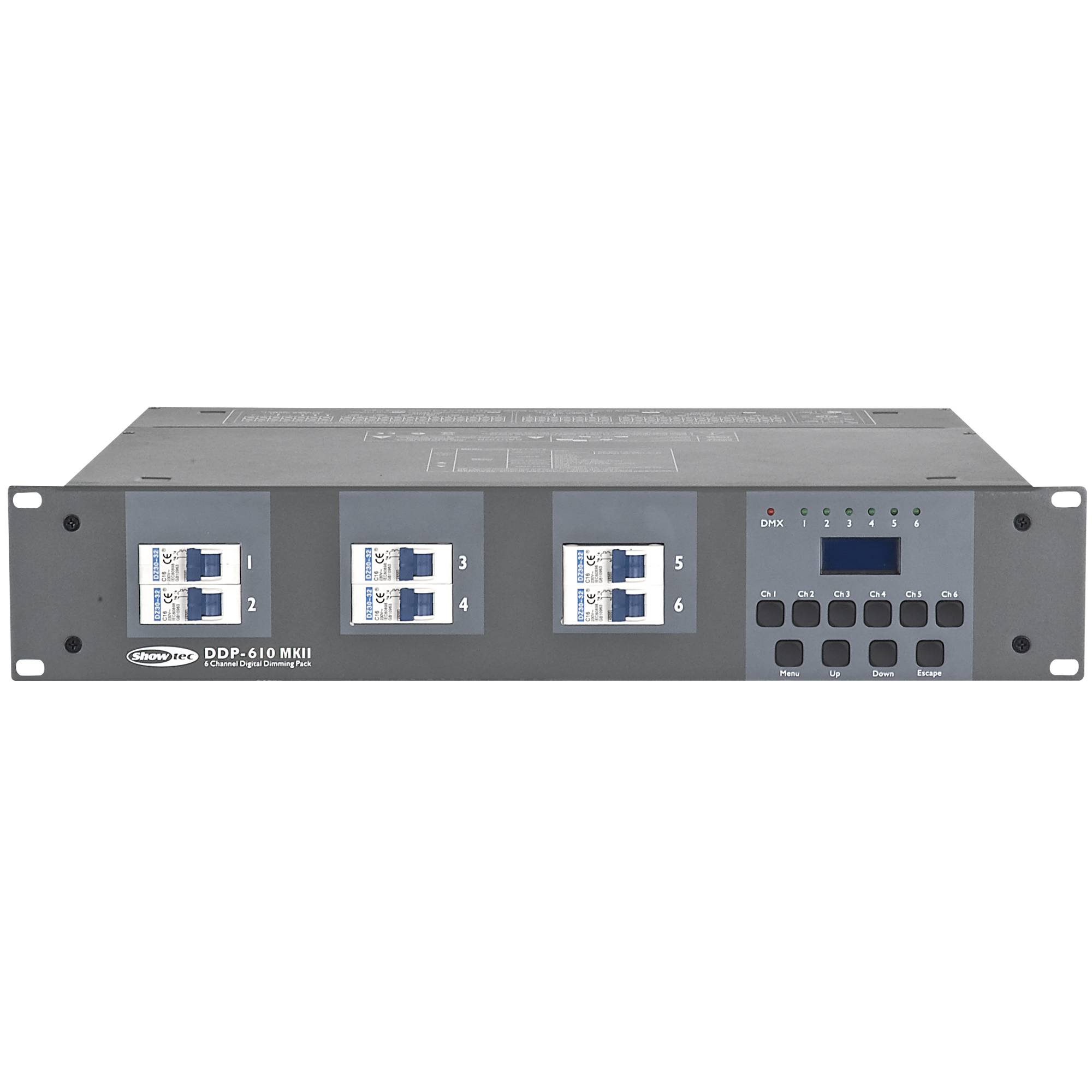 Showtec DDP-610 MKII Digitales Dimmerpack mit 6 Kanälen, 10-A-Sicherung, Schuko