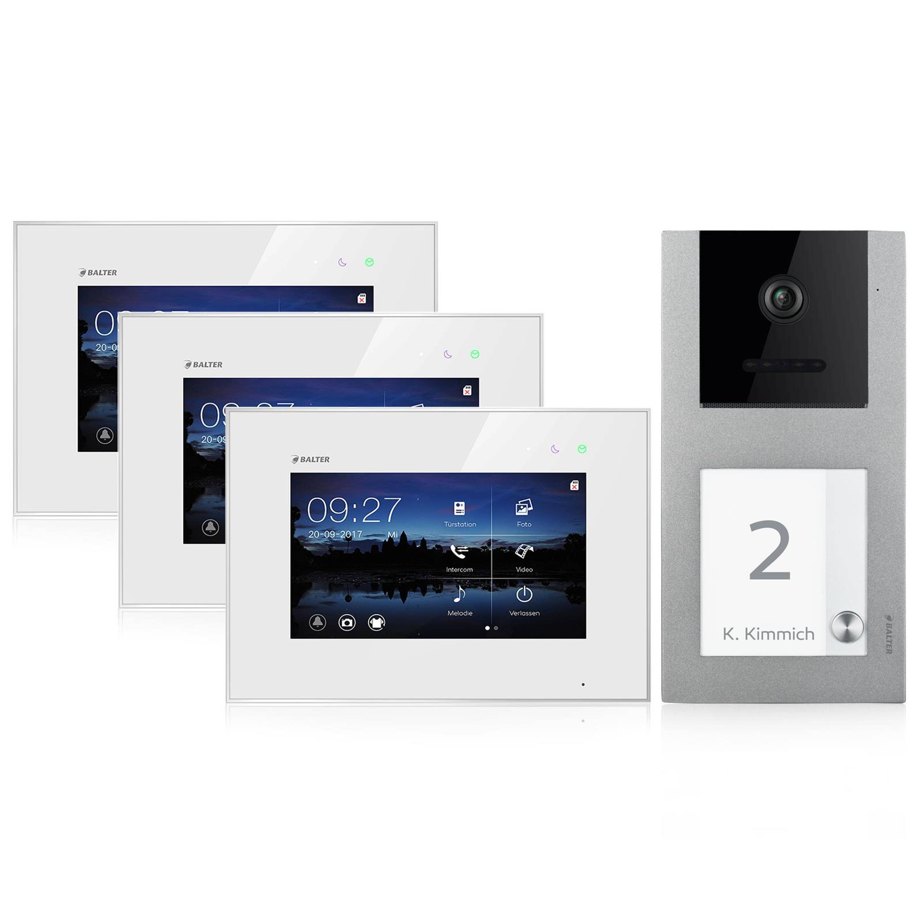 Balter EVO Video Türsprechanlage ✓ Touchscreen 7 Zoll Monitor ✓ Smartphone App ✓ 2-Draht Bus ✓ Aufputz Türstation für 1 Familienhaus ✓ 1