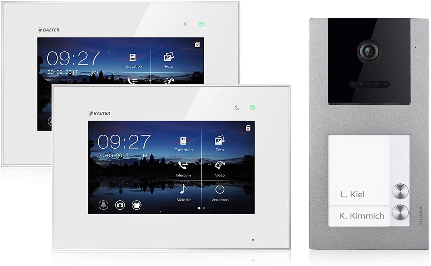 Balter EVO Video Türsprechanlage ✓ Touchscreen 7 Zoll Monitor ✓ Smartphone App ✓ 2-Draht Bus ✓ Aufputz Türstation für Mehrfamilienhaus ✓