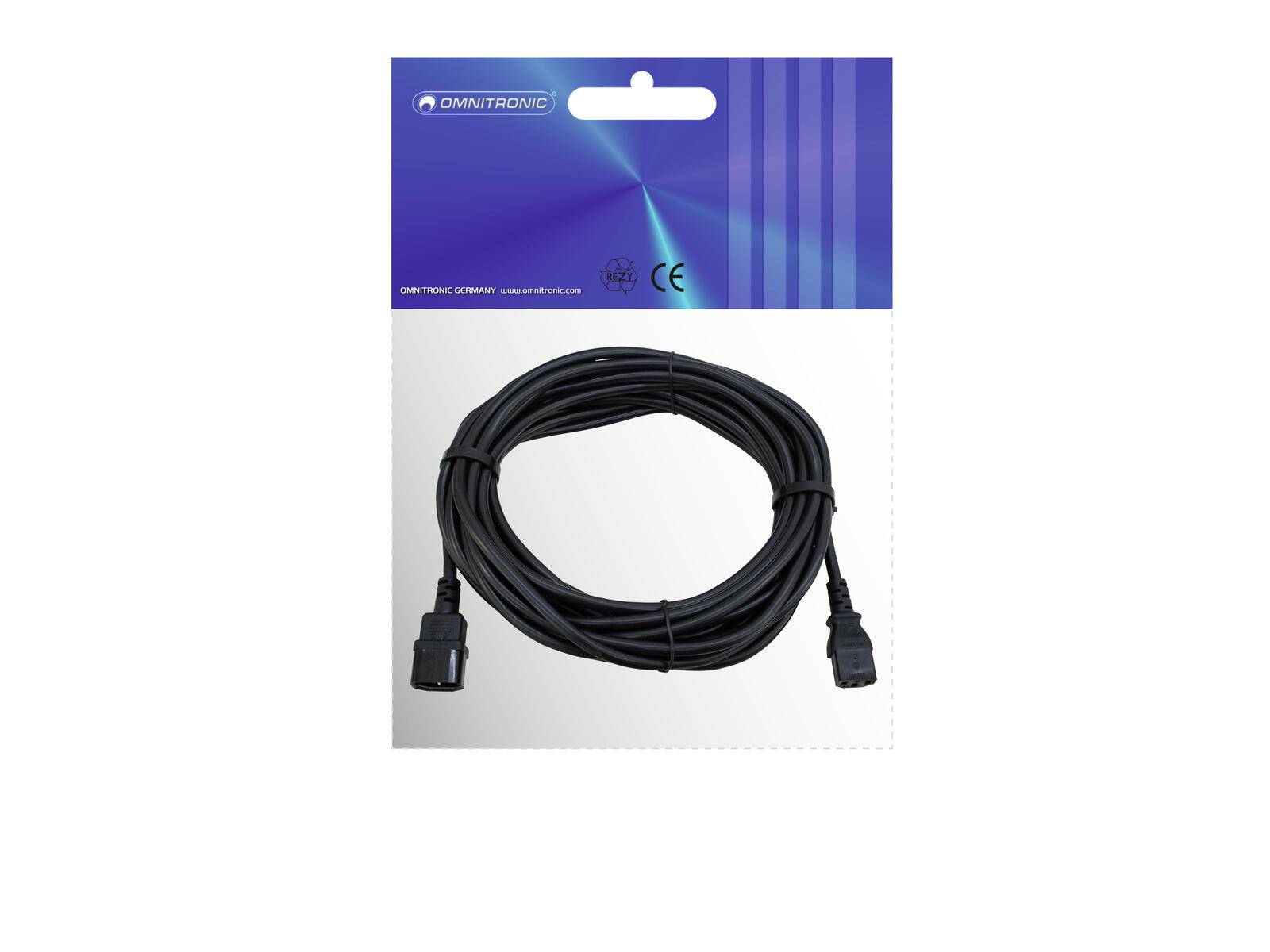 OMNITRONIC Kaltgeräte Verlängerung 3x1,5 10m sw