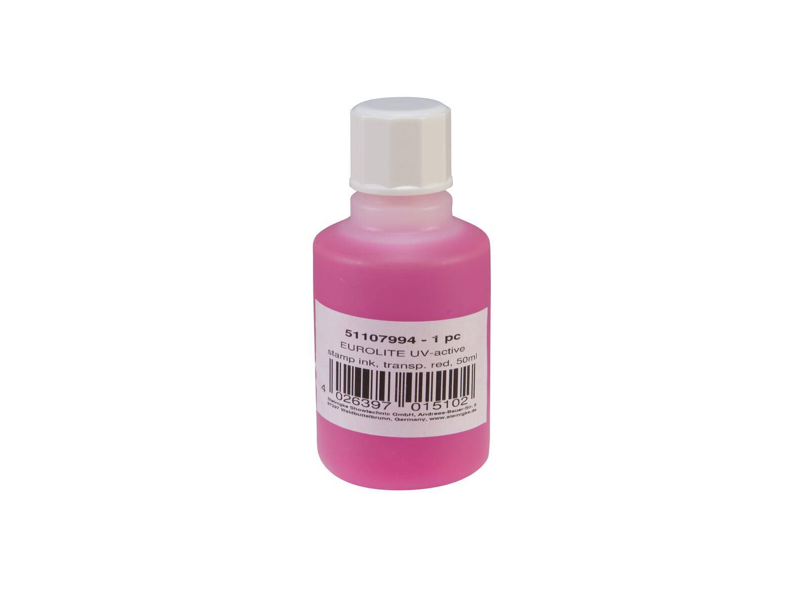 EUROLITE UV-aktive Stempelfarbe, transparent rot, 50ml