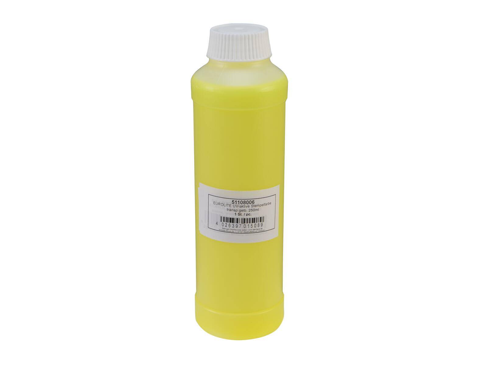 EUROLITE UV-aktive Stempelfarbe, transparent gelb, 250ml