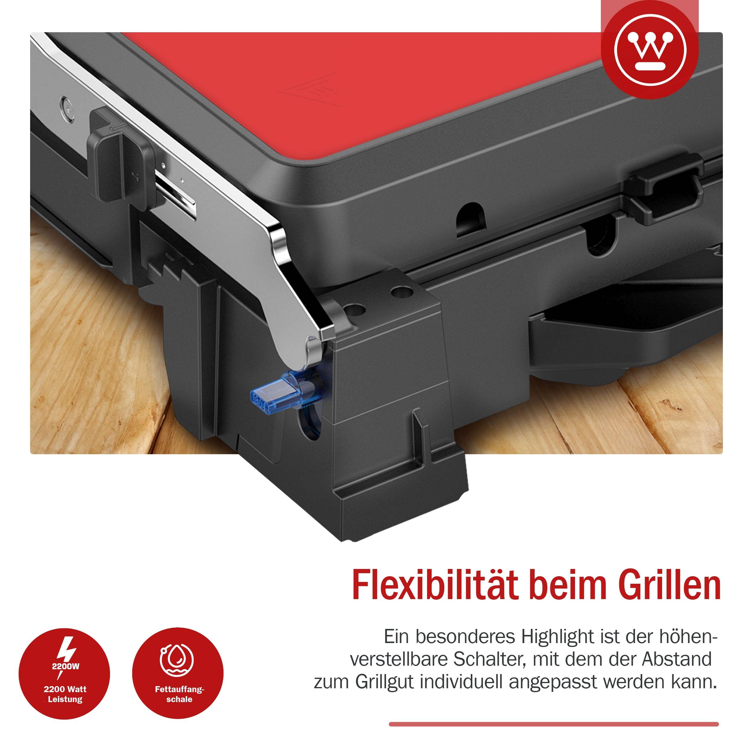Westinghouse Kontaktgrill, höhenverstellbar, Antihaftbeschichtung, 2200W 29x24 c