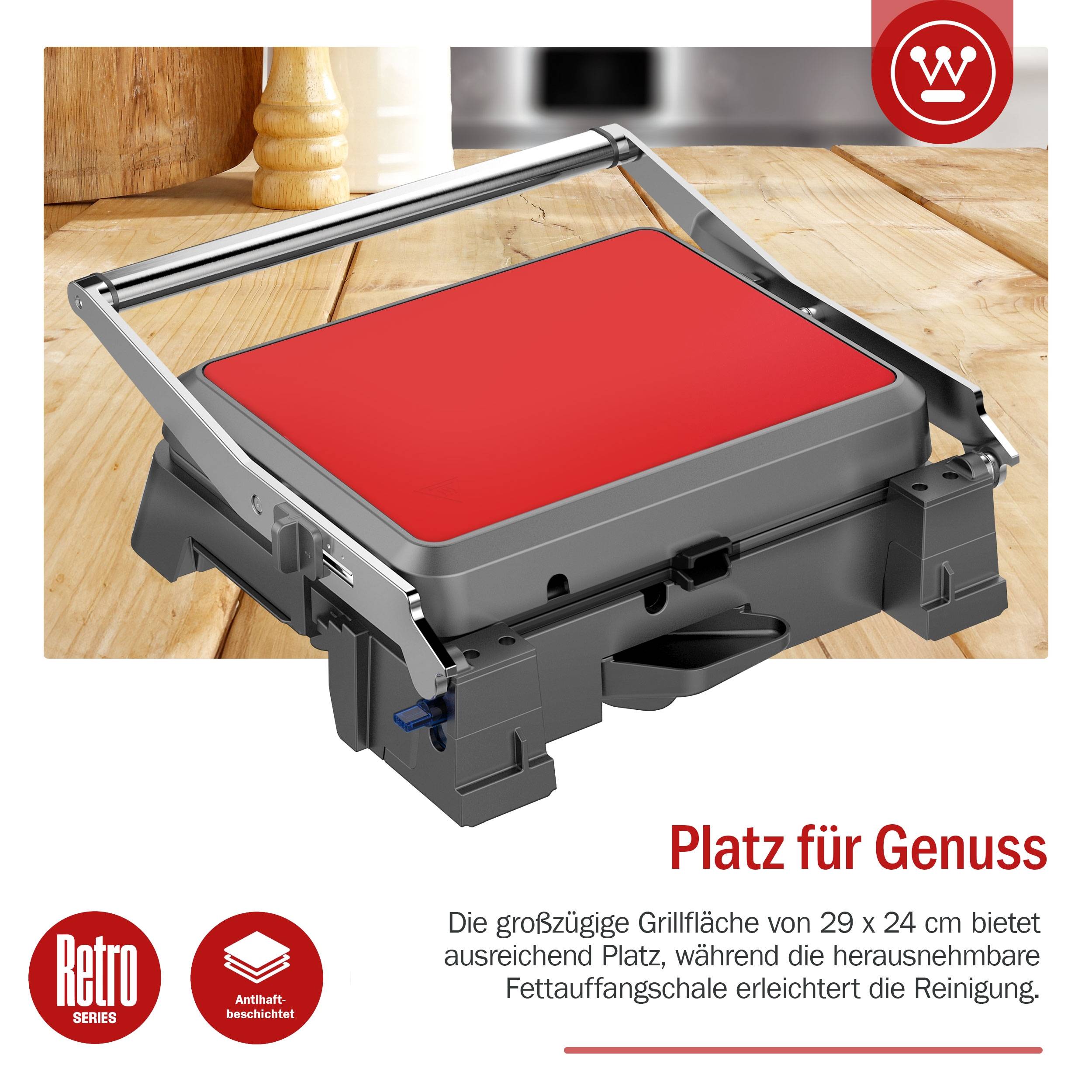 Westinghouse Kontaktgrill, höhenverstellbar, Antihaftbeschichtung, 2200W 29x24 c