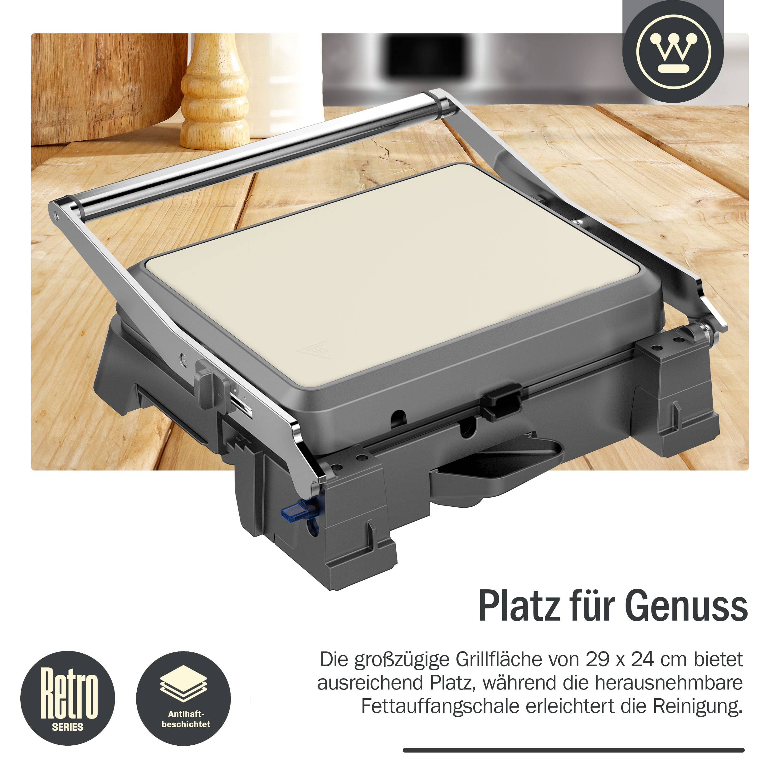 Westinghouse Kontaktgrill, höhenverstellbar, Antihaftbeschichtung, 2200W 29x24 c