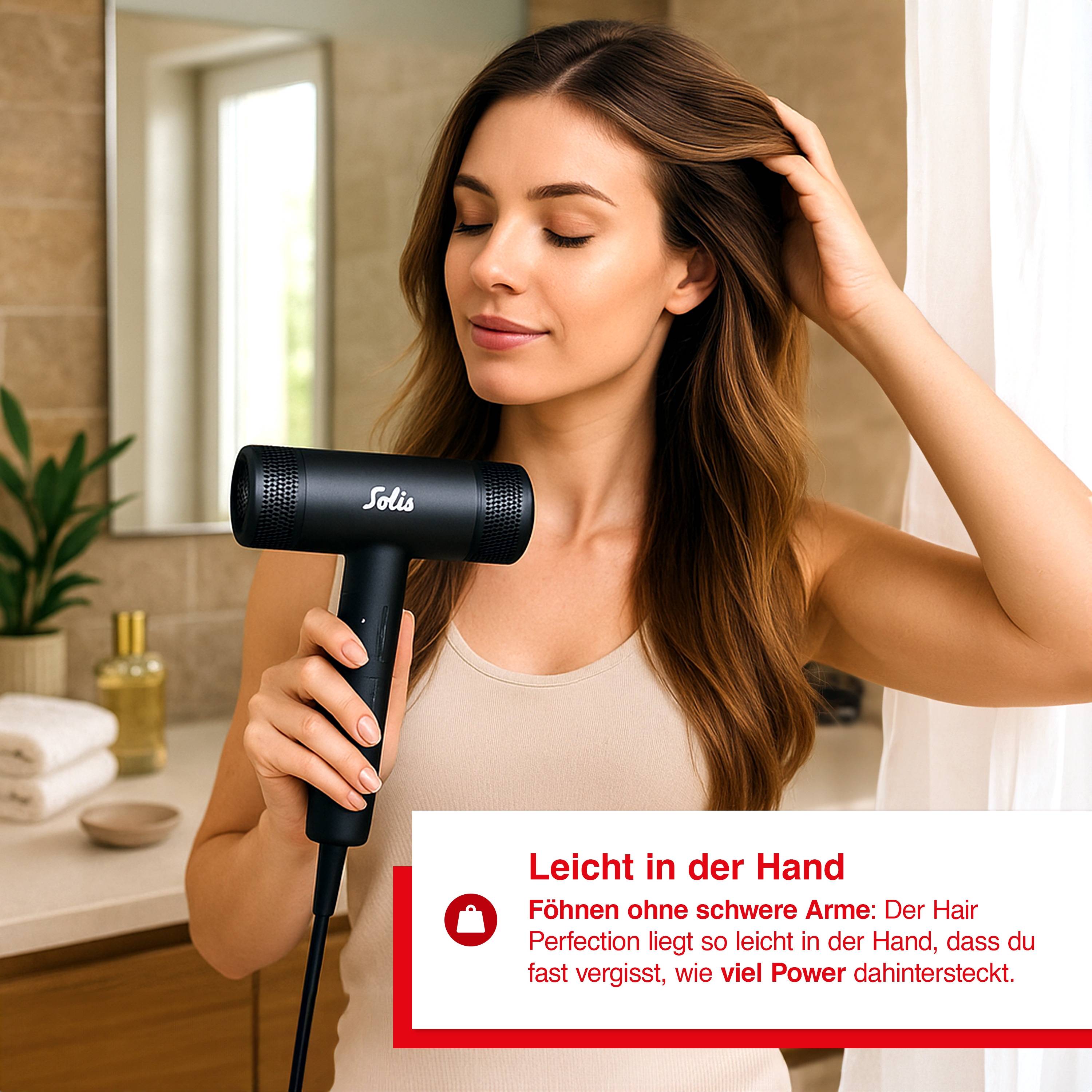 Solis Haartrockner Hair Perfection, Ionen, 3 Stufen, hohe Trockenleistung