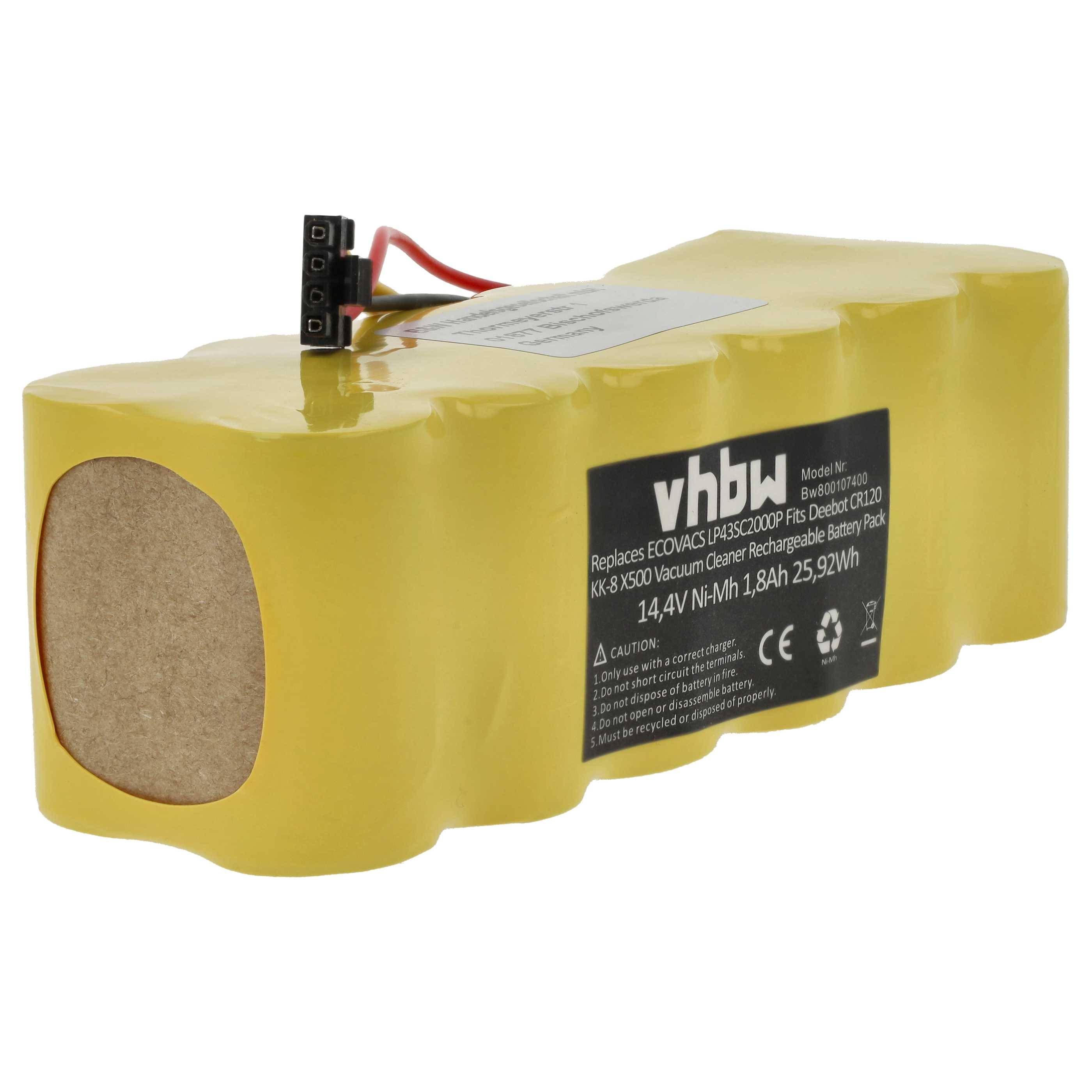 vhbw Akku kompatibel mit Midea R1-L10D, R1-L102B Saugroboter (1800 mAh, 14,4 V, NiMH)