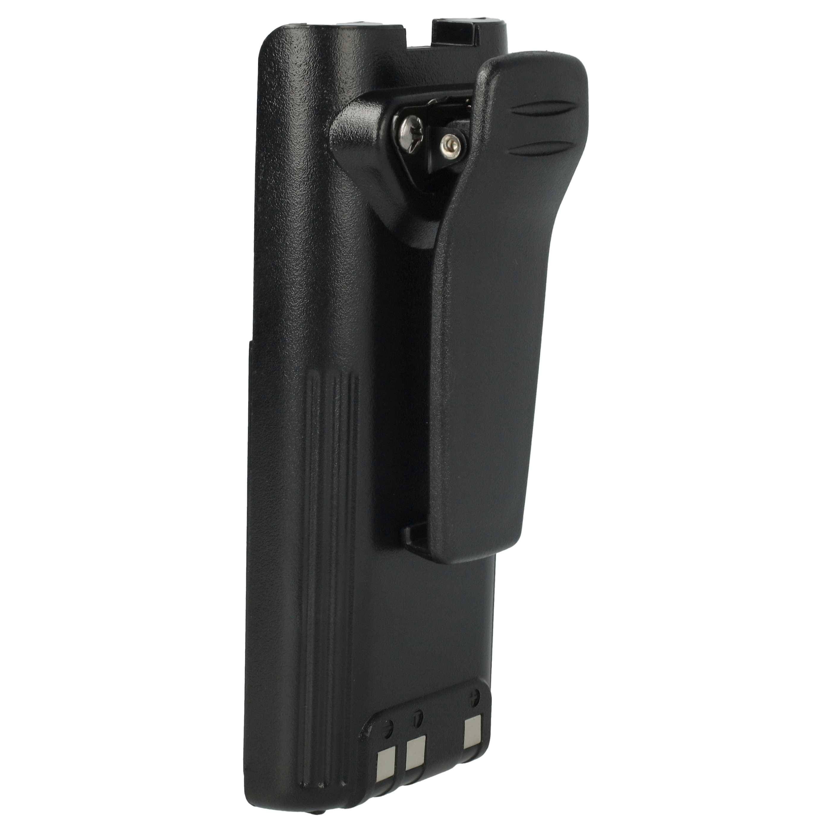 vhbw Akku Ersatz für Icom BP-211N, BP-222N, BP-222 für Funkgerät, Walkie Talkie (1650 mAh, 7,2 V, NiMH) + Gürtelclip
