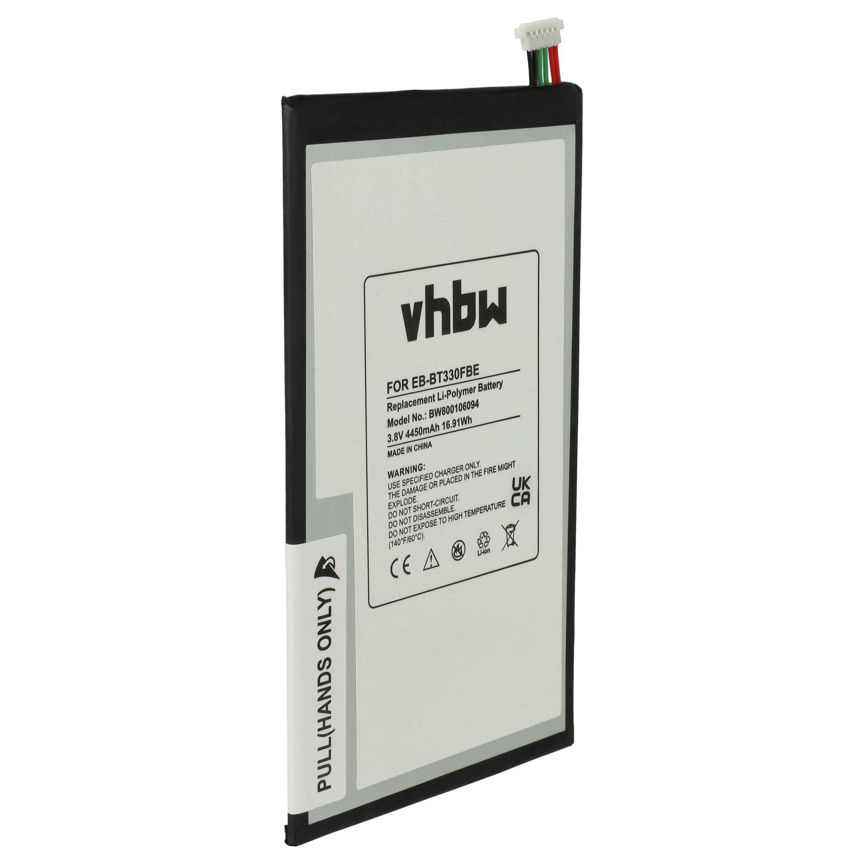 vhbw Akku Ersatz für Samsung EB-BT330FBE | T4450E, T4450C für Tablet Pad (4450 mAh, 3,8 V, Li-Polymer)