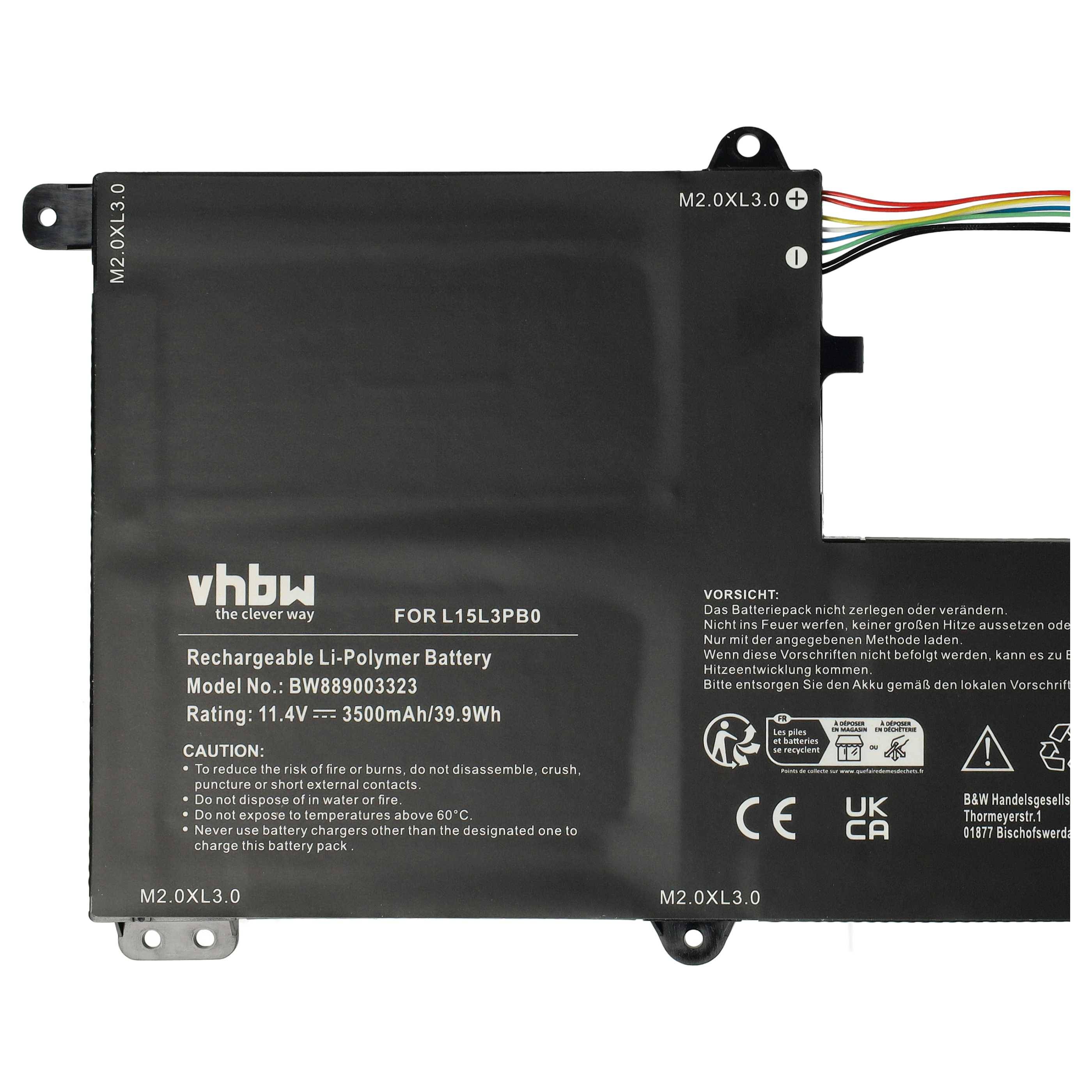 vhbw Akku kompatibel mit Lenovo Flex 4-1570, 4-1470, 4-1580 80VE, 4-1480 14 Notebook (3500 mAh, 11,4 V, Li-Polymer)