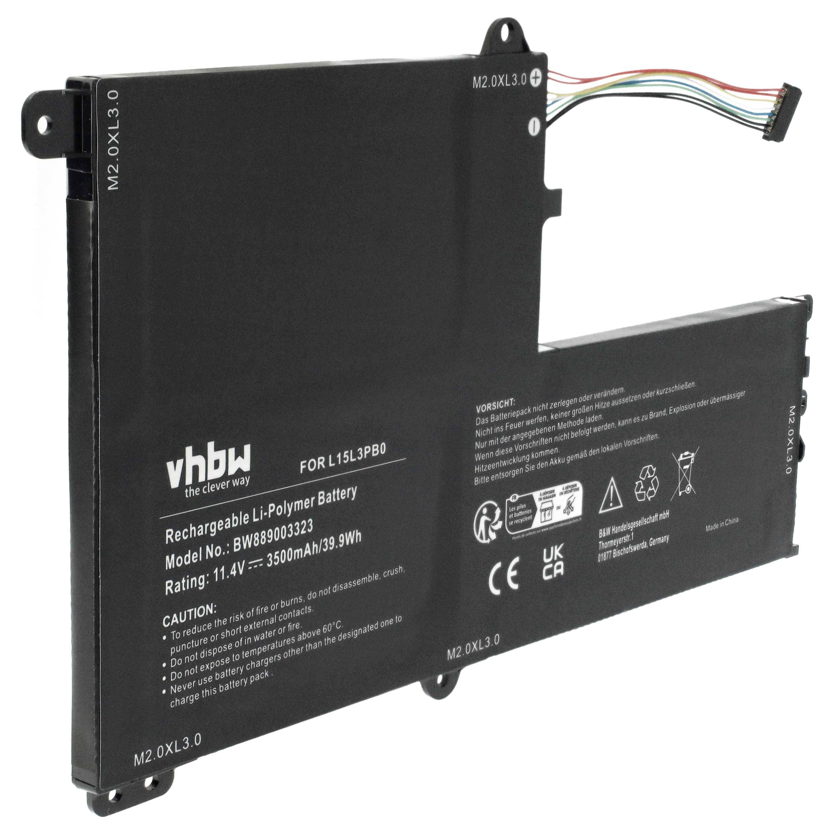 vhbw Akku kompatibel mit Lenovo Flex 4-1570, 4-1470, 4-1580 80VE, 4-1480 14 Notebook (3500 mAh, 11,4 V, Li-Polymer)