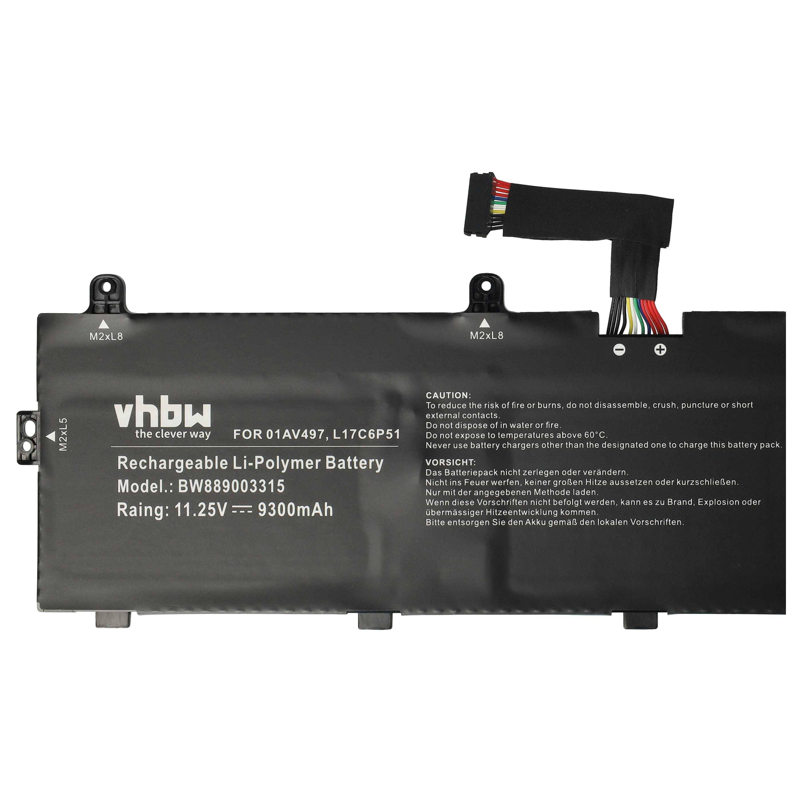 vhbw Akku kompatibel mit Lenovo ThinkPad P72 (20MB0000GE), P72, P72 (20MB/20MC) Notebook (9300 mAh, 11,25 V, Li-Polymer)