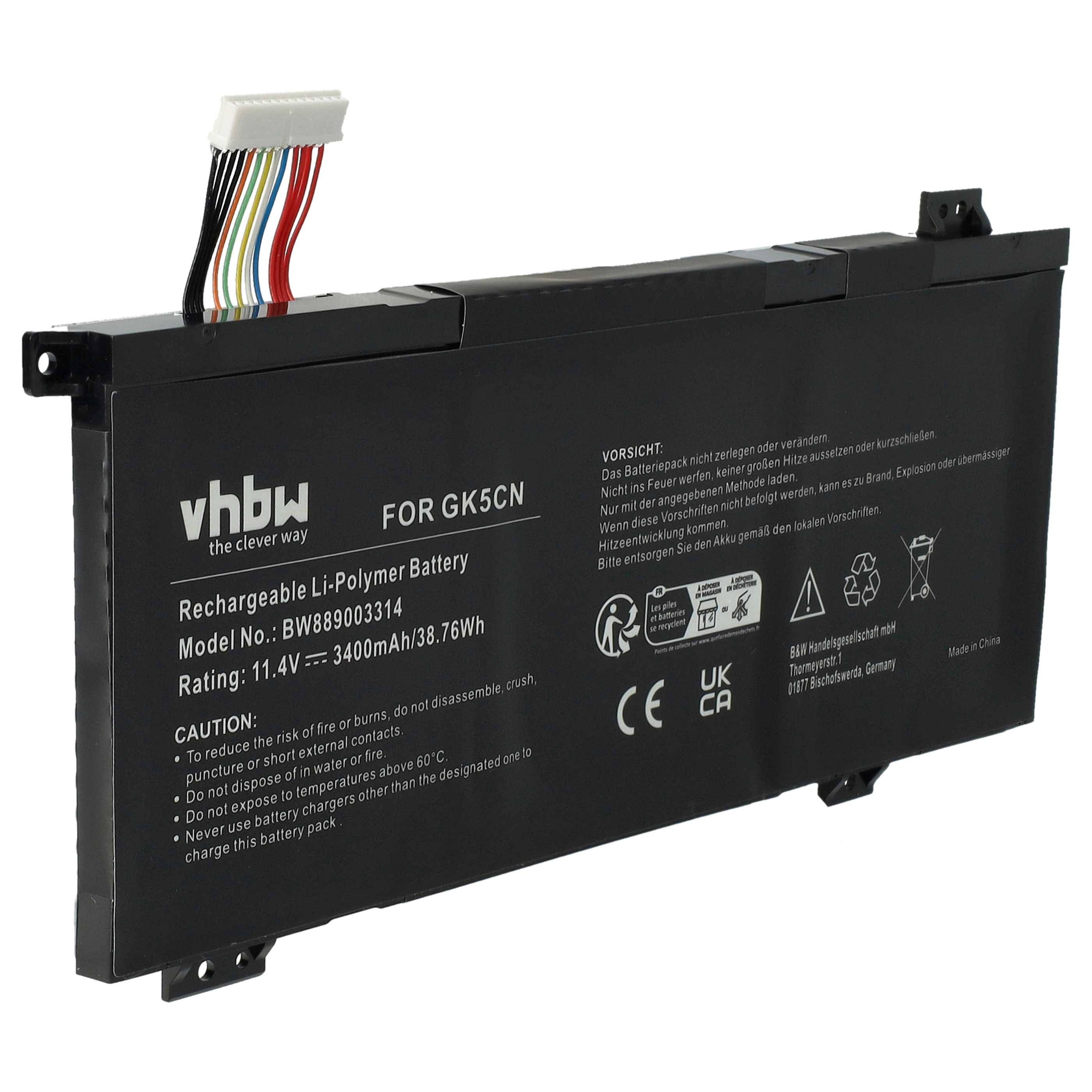 vhbw Akku Ersatz für Machenike GK5CN-11-16-3S1P-0 für Notebook (3400 mAh, 11,4 V, Li-Polymer)