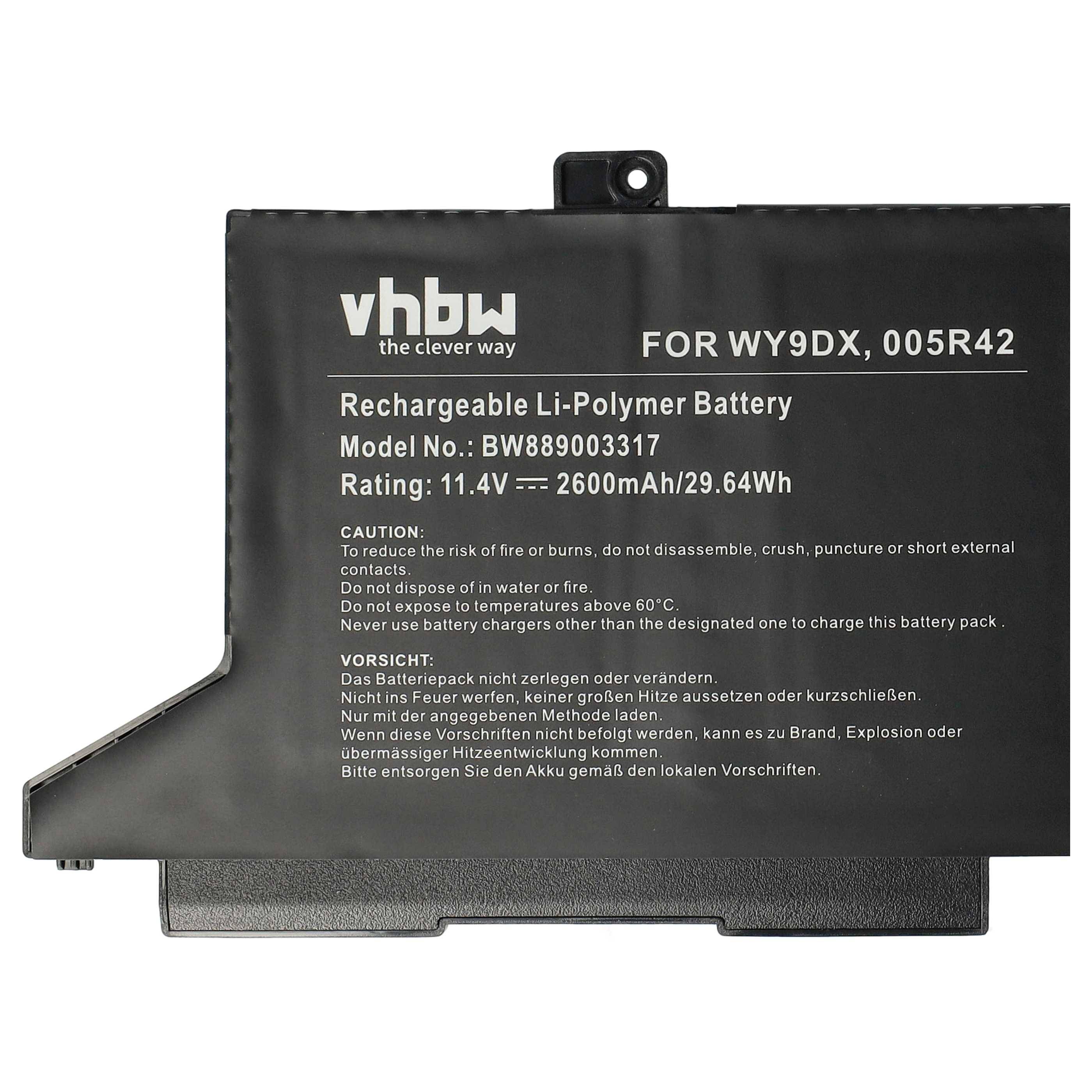 vhbw Akku kompatibel mit Dell Latitude 5520, 5420 Notebook (2600 mAh, 11,4 V, Li-Polymer)